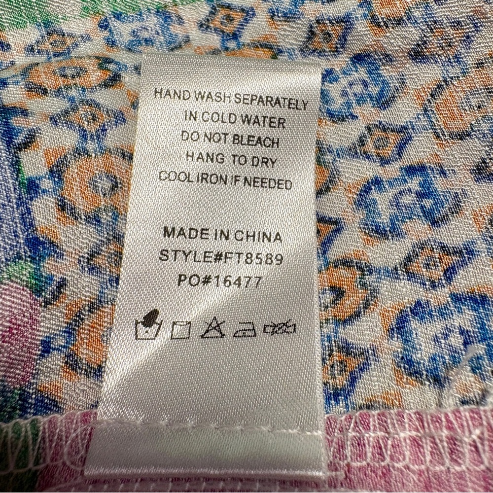 Fate Floral Patchwork Button Down Top Size Small - image 8